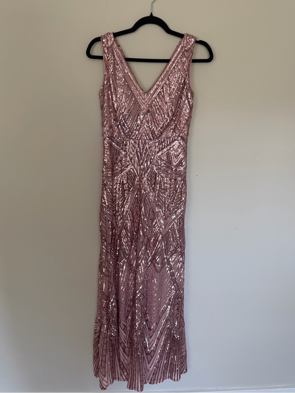 Nightway Rose Gold Sequin Prom Formal Gown Dress 4P